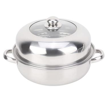 Imagem de Panela a vapor de aço inoxidável, pote de sopa para banho de água com tampas de vidro, panela de metal para sopa, panela de 28 cm