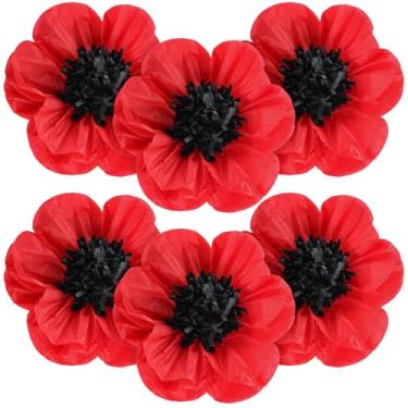 Imagem de WILLBOND 6 peças de flores artificiais de papoula vermelhas grandes flores falsas para aniversário perverso dia dos veteranos carnaval volta às aulas cenário de festa (50 cm)