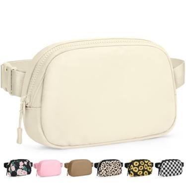 Imagem de Pritent Pochetes femininas transversais à prova d'água com alça ajustável e bolso traseiro com zíper nas costas, bolsas transversais modernas para treino, viagens, Marfim, Small