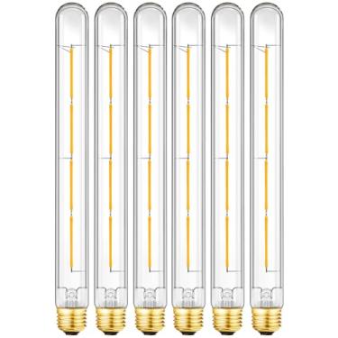 Imagem de LVYE Lâmpadas tubulares de LED, lâmpadas LED longas reguláveis E26, 6W igual a 60 watts, branco macio 3000K, lâmpada de tubo LED Edison de 30 cm, tampa de vidro transparente T10, pacote com 6.