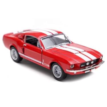 Imagem de Power Toys TECH - Miniatura Shelby GT 500 1967: Carrinho de Ferro com Portas que Abrem e Pneus de Borracha 1:38 (Vermelho)