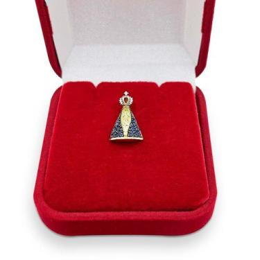 Imagem de Pingente Nossa Senhora Aparecida Em Ouro 18k Santa Com Pedras Zircônia