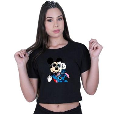 Imagem de Blusinha Cropped Algodão Mickey Lilo Stitch Friends - Lafre, Preto, GG