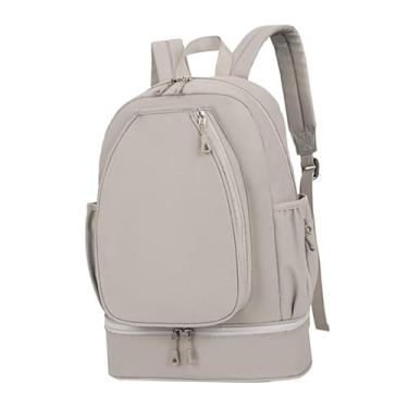 Imagem de Fenteer Bolsa de tênis com compartimento para sapatos, mochila para laptop, bolsa para armazenamento de equipamentos, mochila de ginástica, bolso lateral para, Cinza
