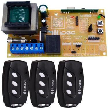Imagem de Placa Central 433mhz X1 Motor Portão Universal + 3 Controles - IPEC