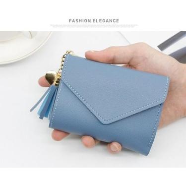 Imagem de Carteira Feminina Pequena Slim Porta Cartao Couro Luxo Look - AS, Azul