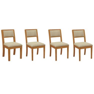 Imagem de Kit 4 Cadeiras Sala Jantar Alice 4 Un Carvalho/Linho Bege A058 - Kappesberg