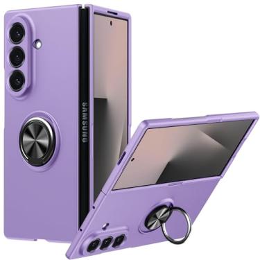 Imagem de JUNAUTTB Capa para Samsung Galaxy Z Fold7 com anel, capa protetora rígida de PC, para Galaxy Z fold7 5g com função de suporte, proteção de lente de câmera, simples durável slim fit roxo JUS07-44