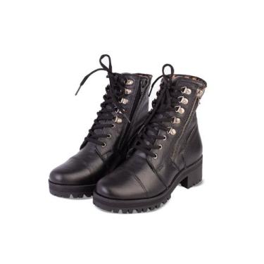 Imagem de Coturno feminino em couro cano curto  7625A - Andrea Vinci, 37, Preto