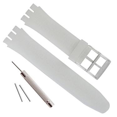 Imagem de Pulseira de relógio de substituição ultrafina à prova d'água de borracha de silicone para a série Swatch Skin (16 mm, translúcida), Translucidez, 16mm, Retrô