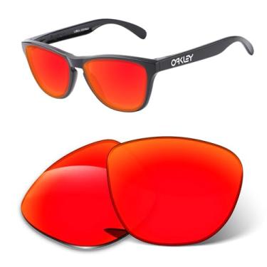 Imagem de Lentes de substituição de 1,6 mm compatíveis com óculos de sol Oakley Kids Frogskins XS Youth OJ9006, antirriscos (laranja vermelho espelhado)