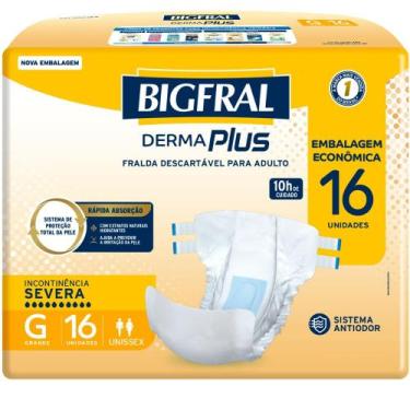 Imagem de Fralda Geriátrica Bigfral Derma Plus G 16 Unidades