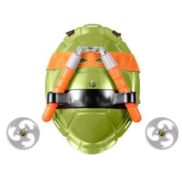 Imagem de ZORUIS Fantasia De Super-Herói Ninja Cosplay Com Armas De Brinquedo, Máscaras Para Os Olhos E Concha Para Crianças, Festa De Halloween, Laranja E Verde