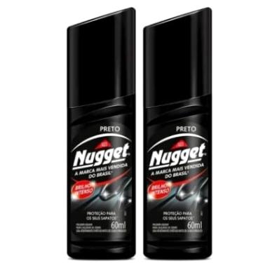 Imagem de Kit 2 Nugget Revitalizador Cor Preto Resitente Água Poeira Brilho Rápido Tênis Sapato Calçado Social Couro Protege Polidor Sujeira Arranhão