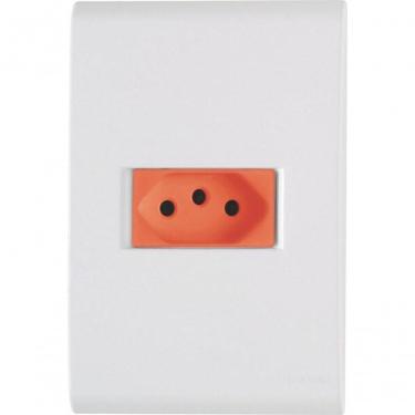 Imagem de Conjunto 4x2 1 Tomada 2p+t Tramontina Liz 20 A 250 V Branco E Vermelho