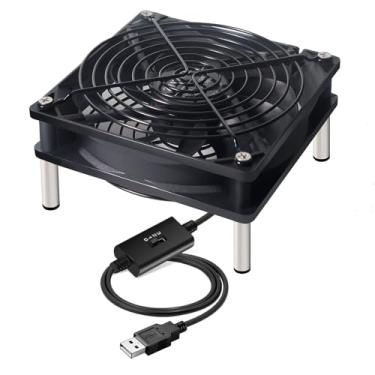 Imagem de ZIWIJE Ventoinha de refrigeração USB para computador 5 V, alimentação USB com controlador de velocidade, ventilador de roteador USB para roteador, caixa de TV, mini gabinete de PC de 120 mm