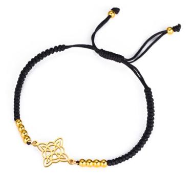Imagem de UNIFT Pulseira de nó de bruxa para mulheres e homens, aço inoxidável, mágico, nó de bruxaria, com uma miçanga de trama colorida, joia Wiccan ajustável, one size, Aço inoxidável, Sem Pedra Preciosa