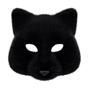 Imagem de UxicRuya Meia Máscara Facial Máscara Animal Máscara de para Clube Palco Carnaval Baile de Fantasia Adultos, Preto