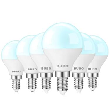Imagem de BUBO Lâmpadas para ventilador de teto equivalente a 60 watts, lâmpada LED E12 de 5,5 W, luz do dia 5000 K, base pequena de candelabro para ventilador de teto 120 V, não regulável, pacote com 6