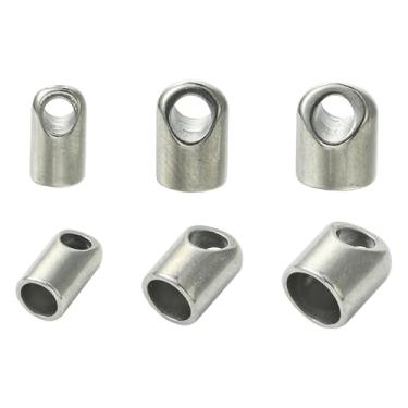 Imagem de Ipotkitt 15 peças, 3 estilos, aço inoxidável 303, forma de coluna, kit de tampas, pontas de rosca para artesanato faça você mesmo, pulseira, colar, borla de couro