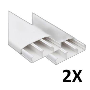 Imagem de Kit 2 Canaleta 3 Divisórias Cabos Fios Fita Dupla Face 2Mt