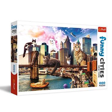 Imagem de Trefl Funny Cities Cats in New York 1000 Piece Jigsaw Puzzle Red 27"x19" Print, DIY Puzzle, Creative Fun, Classic Jigsaw for Adults and Children from 12 Years Old