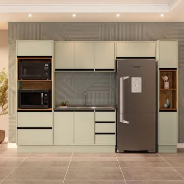 Imagem de Cozinha Compacta 5 Peças 250037 Sem Tampo Koya Verde Oliva Politorno Móveis