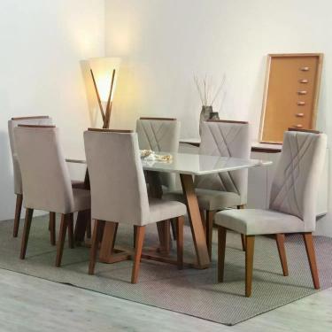 Imagem de  Conjunto de Jantar Mesa com Vidro Avena 6 Cadeiras Megan - Canella 