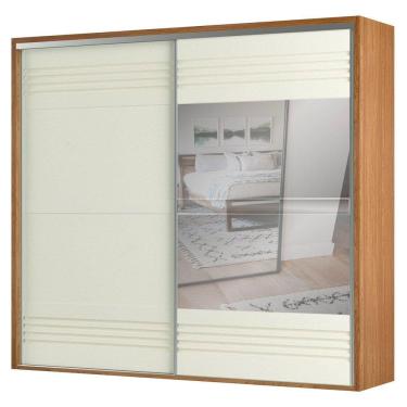Imagem de Guarda Roupa Casal com Espelho 267cm 2 Portas 100% MDF TW603E Freijó/Off White - Dalla Costa