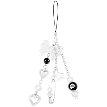 Imagem de PLwelth Amuletos de celular bonitos estéticos Y2K para capa Kawaii, kit de chaveiro com arco, 8 bolas, coração, estrela, berloque, porta-chaves Y2K, acessórios para bolsa, AirPods, câmera, pingentes