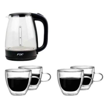 Imagem de Jarra Elétrica de Vidro Transparente 1,8L + 4 Xícaras 120ml