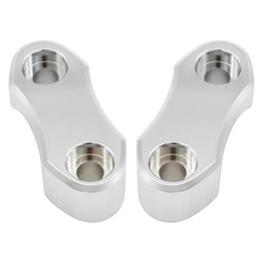 Imagem de BYYINGSUS Kits de braçadeira superior para guidão de motocicleta compatíveis com Sportster 883 Softail Dyna Street Bob FXD Wide Glide Night Train Low Rider (prata)