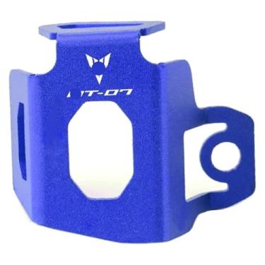 Imagem de BYYINGSUS Compatível com MT-07 MT07 MT FZ 07 FZ07 Acessórios CNC para motocicleta Protetor de reservatório de fluido de freio traseiro Tampa do copo de óleo (azul)