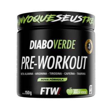 Imagem de Suplemento Em Pó Pre Treino Pre Workout Pote 150g Sabor Maça Verde FTW