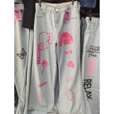 Imagem de Calça jeans infantil feminina - Duda e Rany , Azul claro, 250g