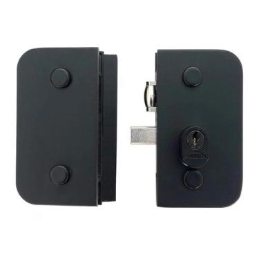 Imagem de Fechadura Central Porta Blindex Rolete Vidro-vidro - Preto - AROUCA, E