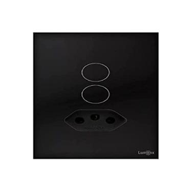 Imagem de Interruptor Touch 2 Botões + Tomada Glass Espelho Em Acrilico Preto Lumenx