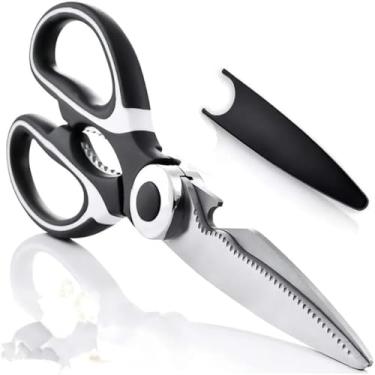 Imagem de Tesoura de Cozinha Multiuso em Aço Inoxidável Premium Cabo Ergonômico e Emborrachado com Bainha de 21 cm