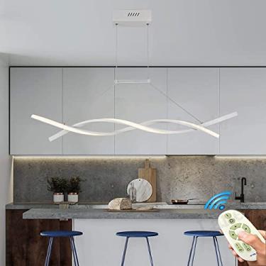 Imagem de Luminária pendente LED moderna regulável com controle remoto, lustre com design espiral criativo para sala de jantar, ilha de cozinha, sala de estar, loft, escritório, bar, luminária de teto