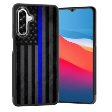 Imagem de Vobber Capa para Galaxy A17 5G, capa protetora fina com arquitetura antiarranhões TPU à prova de choque para Samsung Galaxy A17 5G 6,7 polegadas 2025, linha azul fina bandeira americana