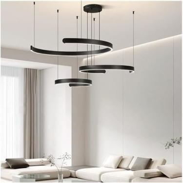 Imagem de Anel Irregular Moderno - Luzes Pendentes, Lustre LED Redondo Circular Regulável, Compatível com Sala de Estar, Sala de Jantar, Cozinha, Hall de Entrada, Lâmpadas de Lustre