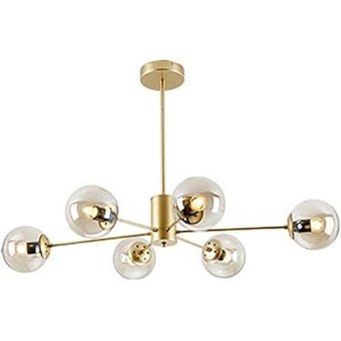 Imagem de Lustre Sputnik Dourado 9 8 10 12 16 Luzes Esferas de Vidro Abajures Luminárias Pendentes Globos Teto Pendurado E27 Luminárias de Teto Compatível com Cozinha Sala de Jantar, Decoração Moderna