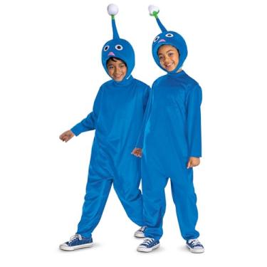 Imagem de Disguise Fantasia azul Pikmin para crianças, macacão com capuz oficial Nintendo Pikmin Game com capuz, tamanho infantil (7-8)