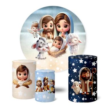 Imagem de Trio Capas Cilindro + Painel Festa Redondo 1,50m Natal (K1NAT115)