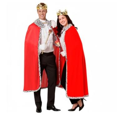 Imagem de Fantasia de Casal Rei Rainha Adulto Cosplay Imperador Imperatriz Realeza Traje Manto Príncipe Princesa Debutante (Vermelho)