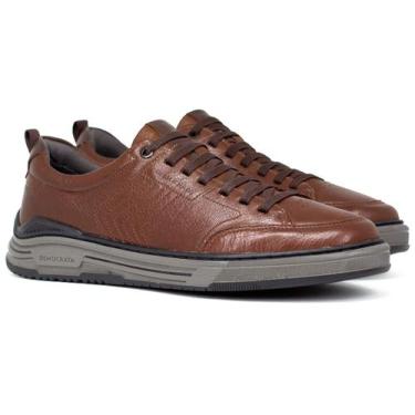 Imagem de Tênis Masculino Democrata Casual Denim Dylan Couro Cadarço Elástico Co