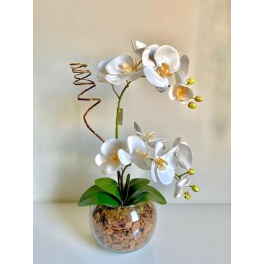 Imagem de Arranjo Orquídeas De Silicone 02 Hastes 3D Realista Enfeite de Mesa Co