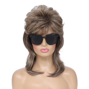 Imagem de Peruca Airhostess Mullet Style Joe Dirt para mulheres marrom claro