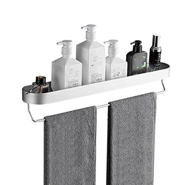 Imagem de WYUYIWH Cesto de chuveiro sem perfuração, prateleiras de chuveiro adesivas, antiferrugem, suporte de parede de alumínio para banheiro, cozinha, prata_B1 nível 60 cm