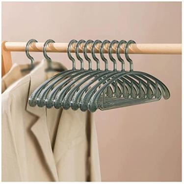 Imagem de Cabides para casacos, cabides que economizam espaço, 10 cabides de plástico, duráveis, cabides antiderrapantes, ótimos para camisas, calças, cabides (B) (A)